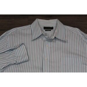 Lauren Ralph Lauren Mens 18 Neck Non Iron Striped Long Sleeve Dress Shirt‎